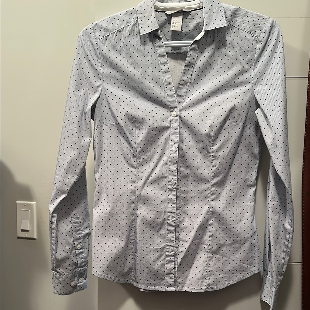 H&M Blue Button Down Shirt Tailored Fit
